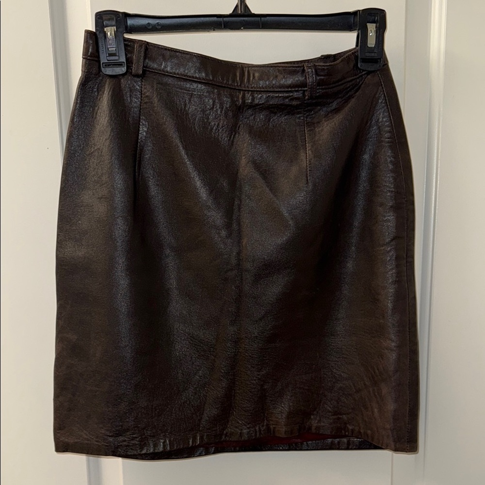 Vintage Ann Taylor genuine leather Brown Leather Skirt
